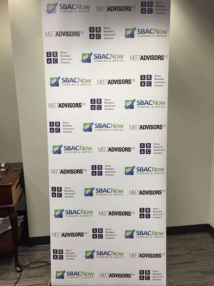 SBAC Now Funding and Meet Advisors retractable banner