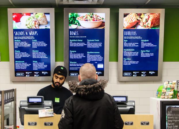 Digital menu for salads burritos and bowls