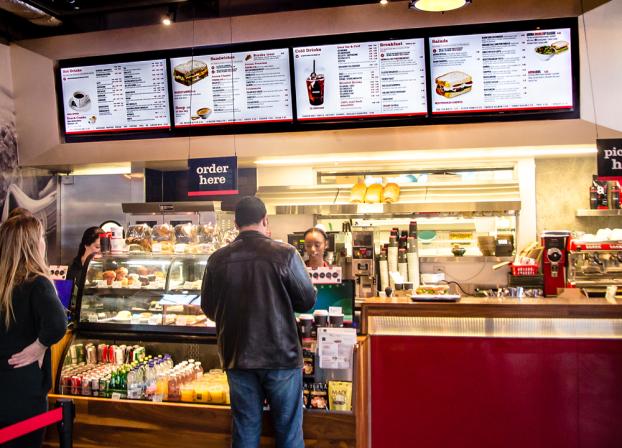 Digital signage for a sandwich shop