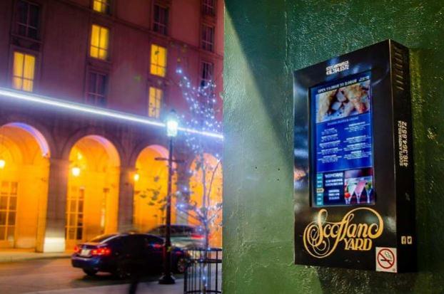 Scotland Yard restaurant digital signage green background 2