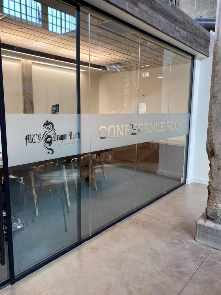 Dragon Ranch frosted window graphics