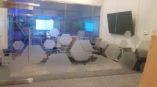 Etched glass conference room