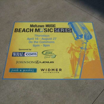 Midtown Music Beach Music Series dates and sponsors floor graphic
