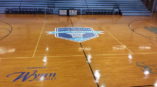 Basketball court with floor graphics