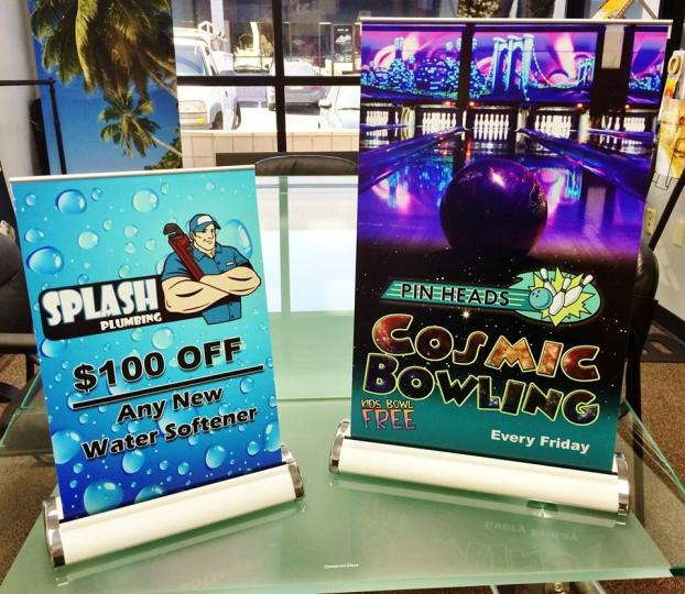 Splash Plumbing and Pin Heads bowling retractable banner