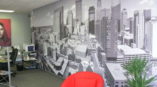 Wall mural of an aerial view of a city's skyscrapers