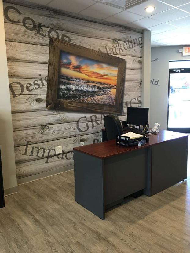 Wall mural with words color design marketing graphics impact