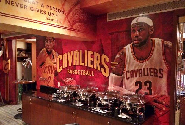 Wall mural for Cleveland Cavaliers banquet hall with Lebron and Kyrie