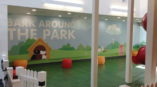 Bark Around The Park wall mural at a dog daycare