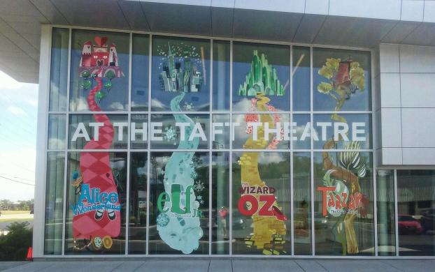 Disney movies at the Taft Theatre window display