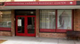 Mahakarun Kadampa Buddhist Center signage and window graphics