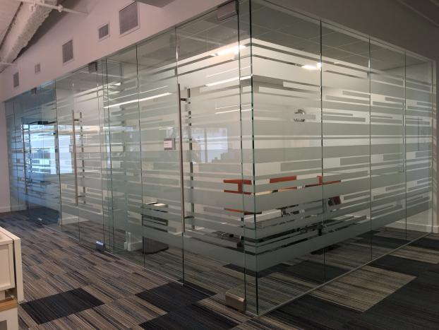 Window graphics at an office
