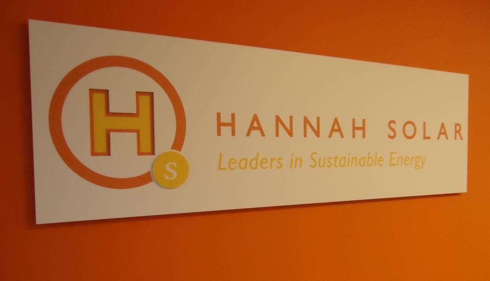Hannah Solar indoor wall graphic of logo