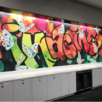 imagine graphiti wall mural with butterflies 